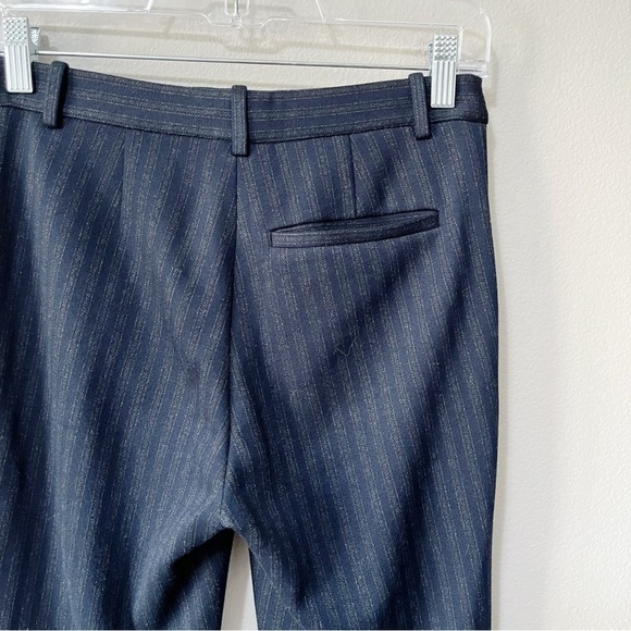 Theory Tailor Trouser C Cropped Dress Pant Pale Stripe Knit Navy Blue Size 00 - Picture 11 of 13